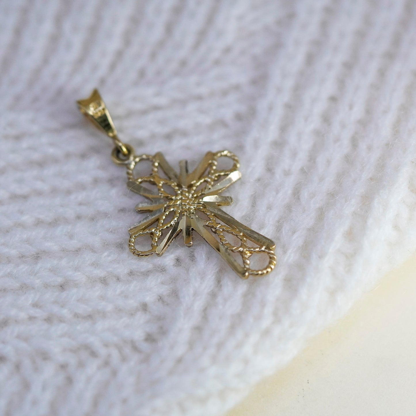 Vermeil Gold over Sterling silver pendant, filigree 925 cross pendant