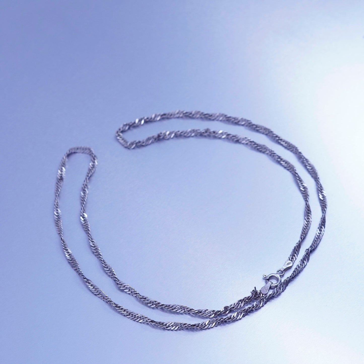 24” 3mm, vintage Italy Sterling 925 silver twisted curb chain necklace