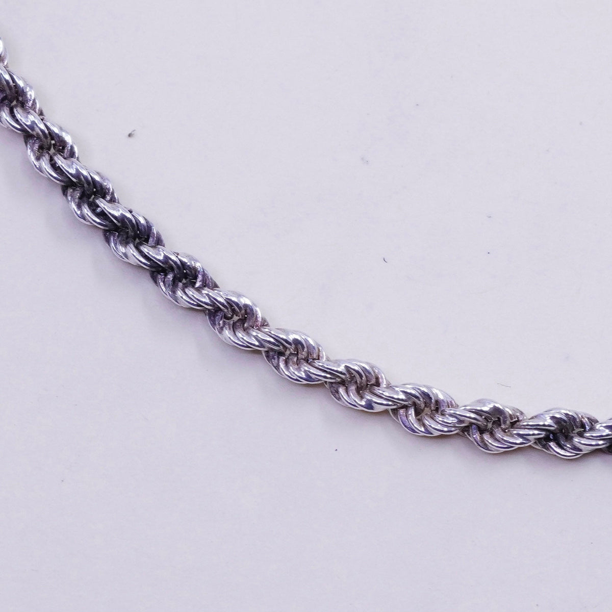 17” 4mm, vintage sterling silver necklace, 925 rope chain