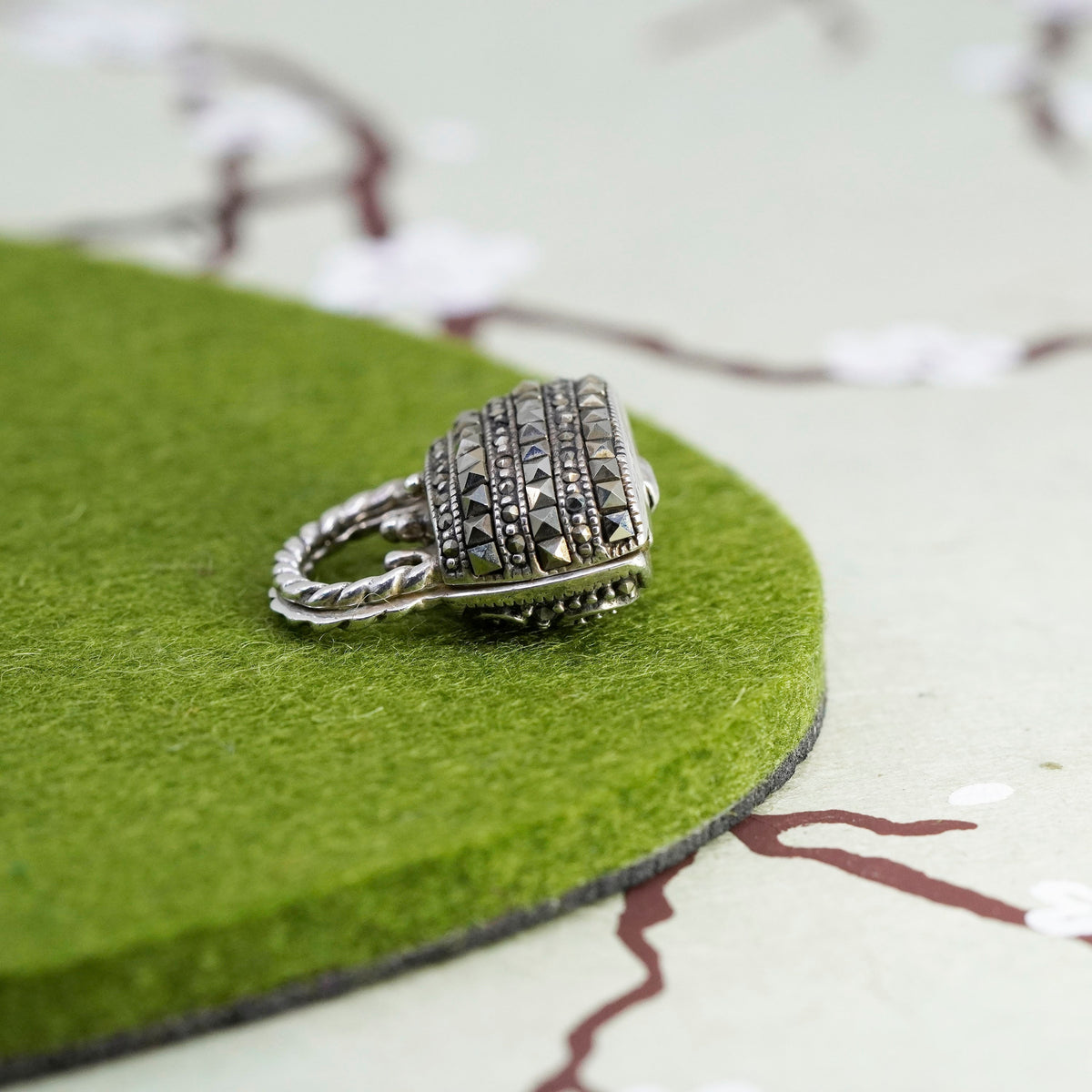 Vintage handmade sterling 925 silver handbag locket filigree charm pendant