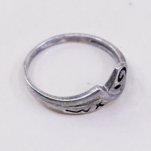 Sz 6, Vtg Sterling Silver Handmade Ring, 925 Silver Band W/ Swirl Texture
