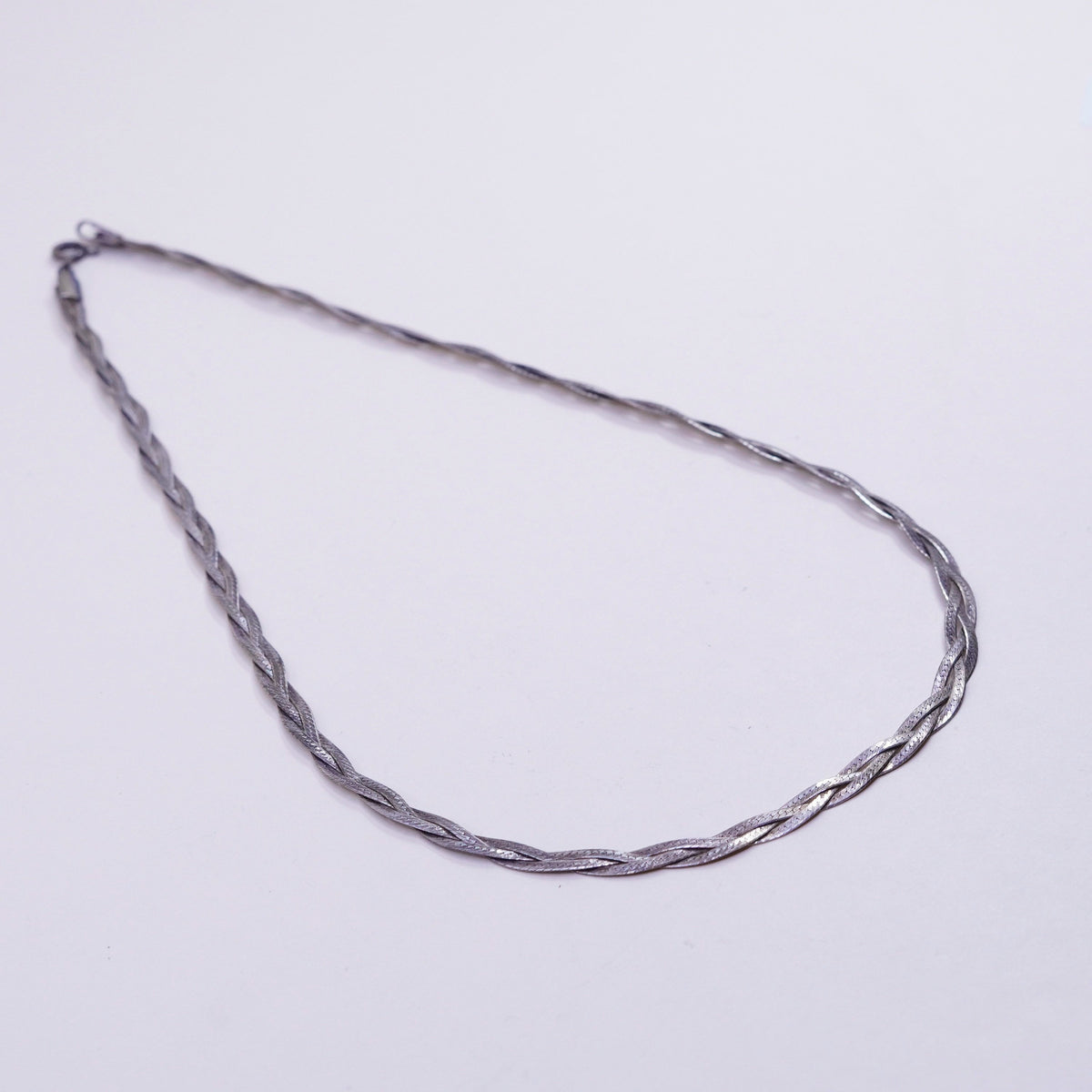 18”, Italy 3 Strands 925 Sterling Silver Woven Braided Herringbone necklace