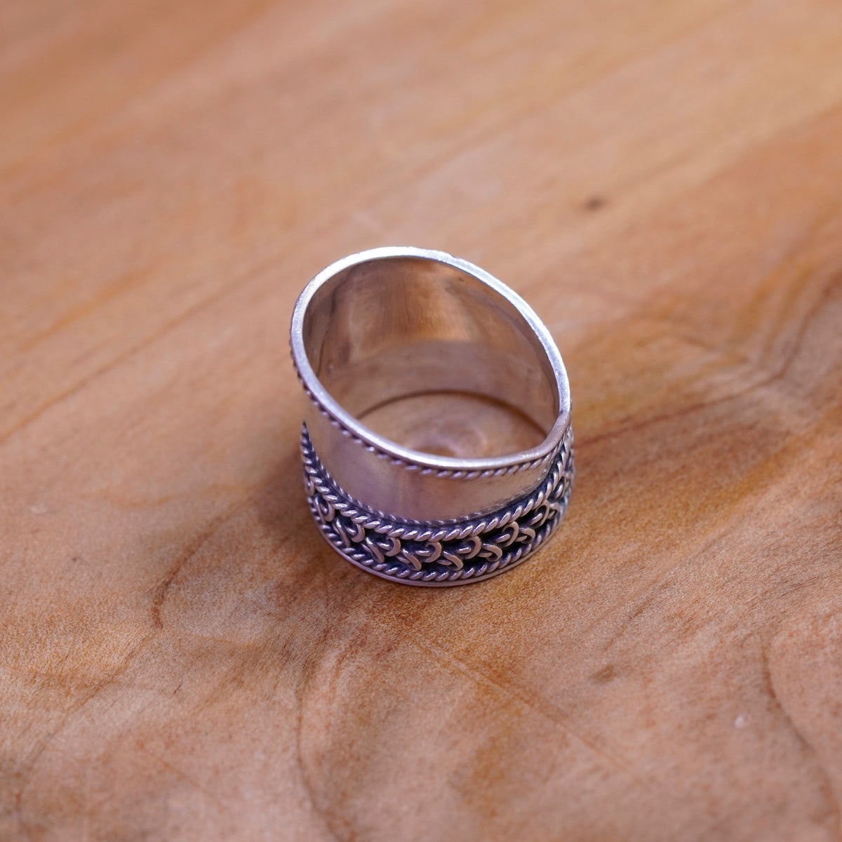 Size 4.5, vintage Sterling silver handmade ring, 925 cable wide band