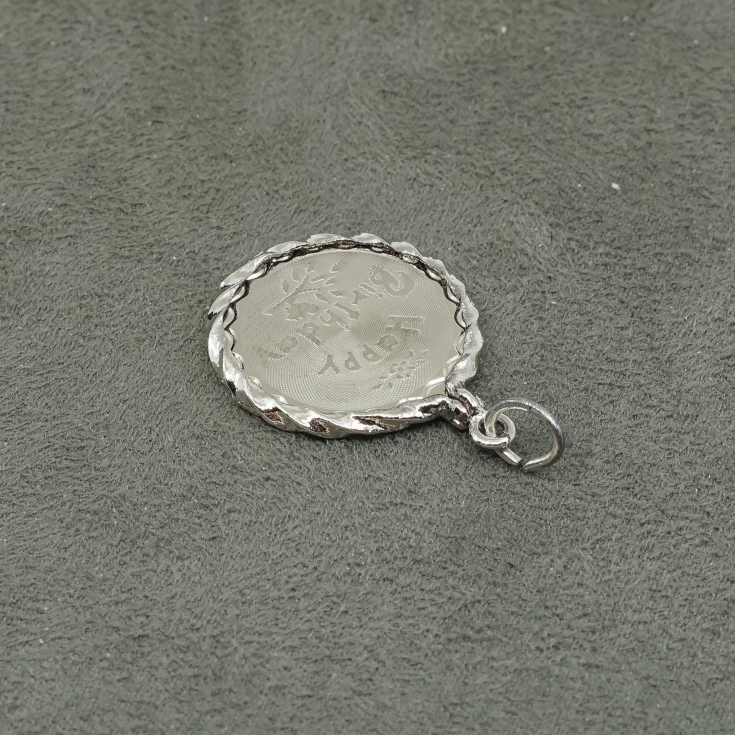 vtg Sterling silver handmade charm, 925 pendant engraved "happy birthday"