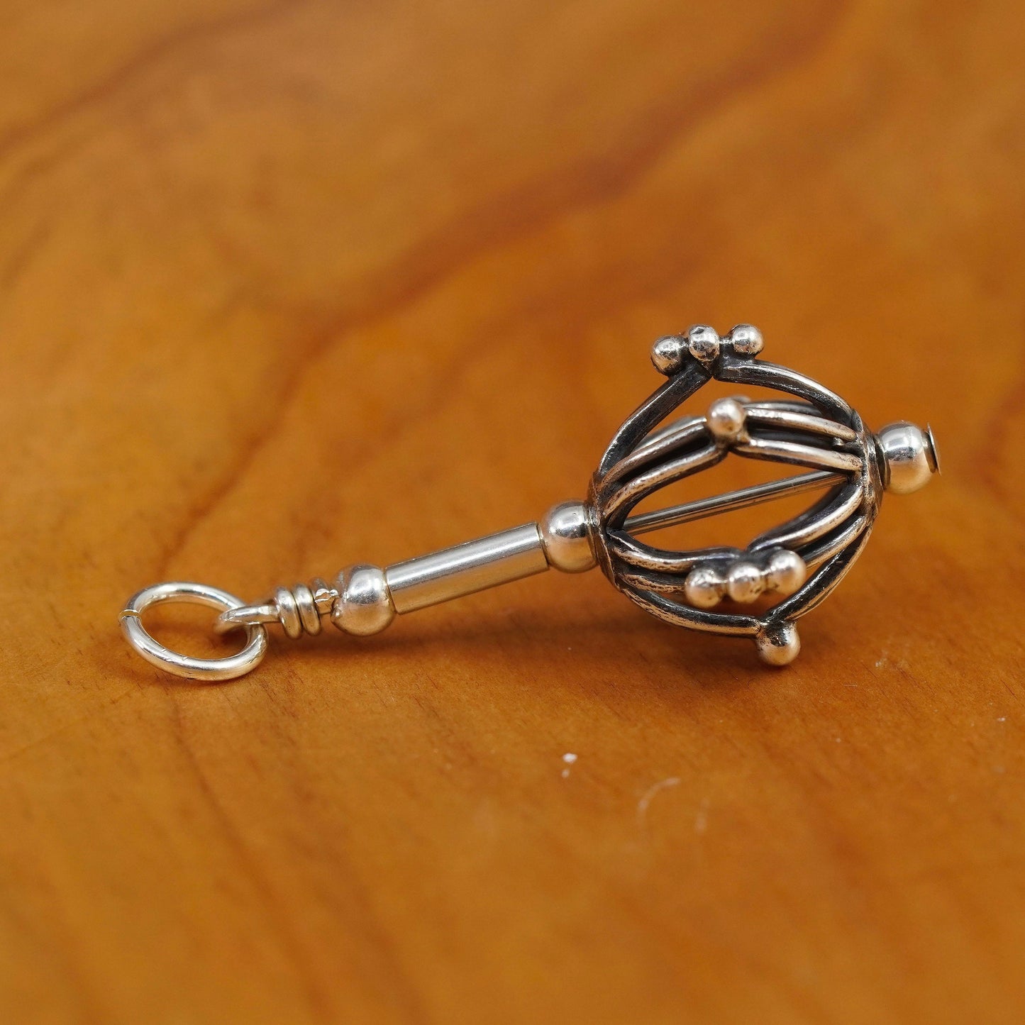 Vintage Sterling silver handmade pendant, 925 beads charm