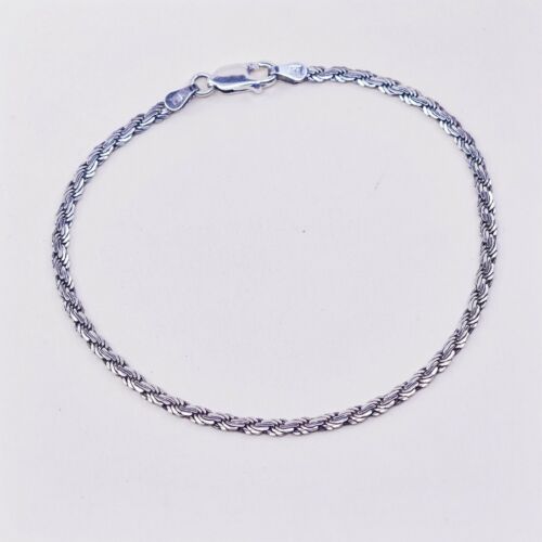 8”, 4mm, Sterling Silver Handmade Flatten Nugget Bracelet, Stamped 925 Italy