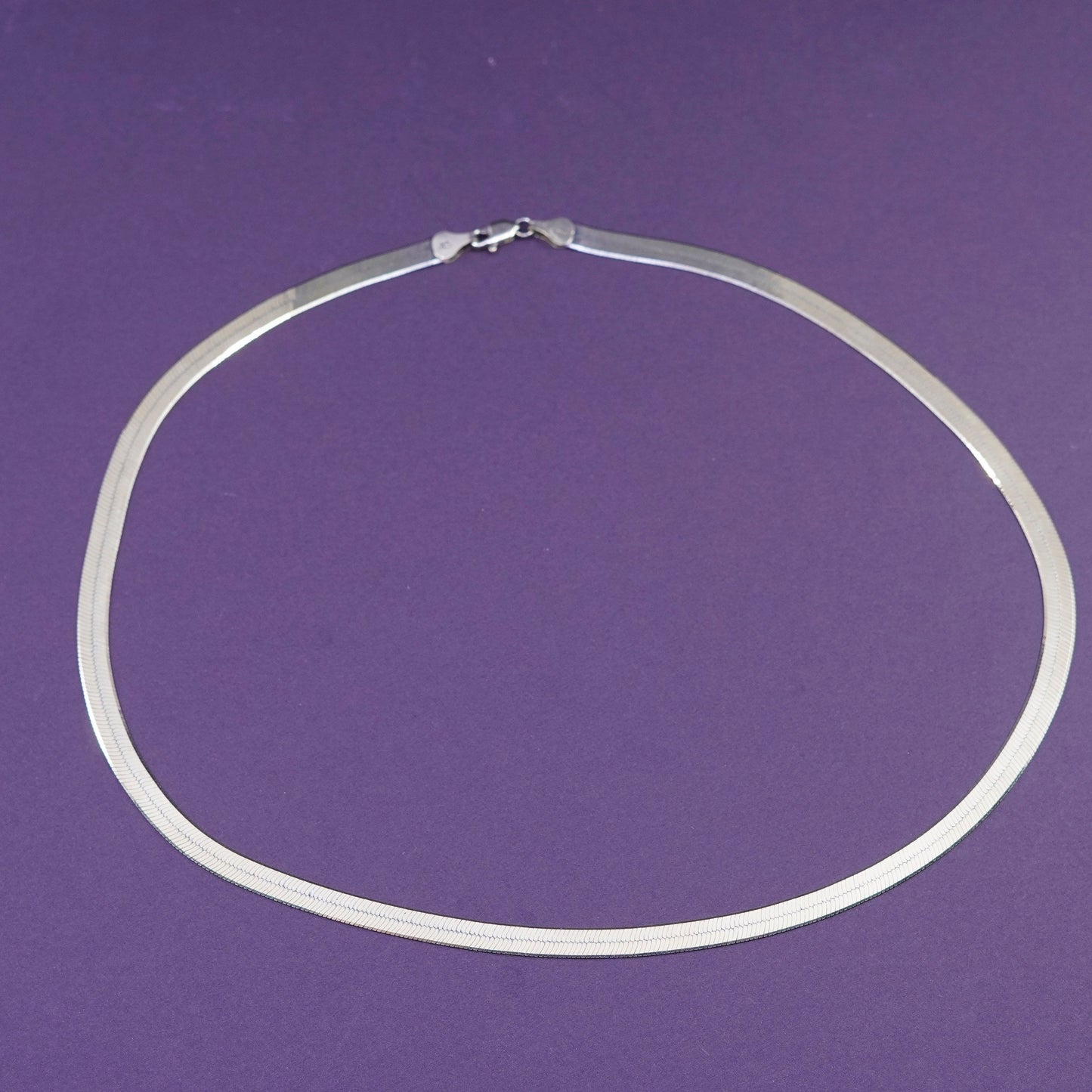 18”, Italy vermeil gold over Sterling silver herringbone chain, 925 necklace