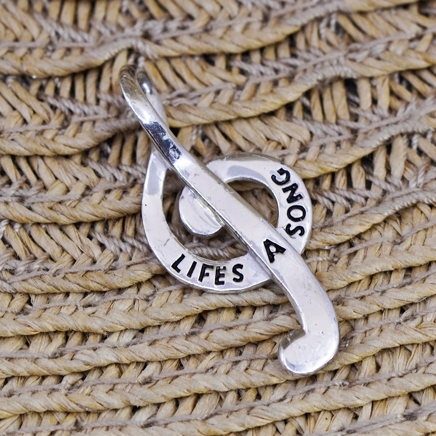 Vintage Sterling silver pendant, 925 music note symbol charm “life is a song”