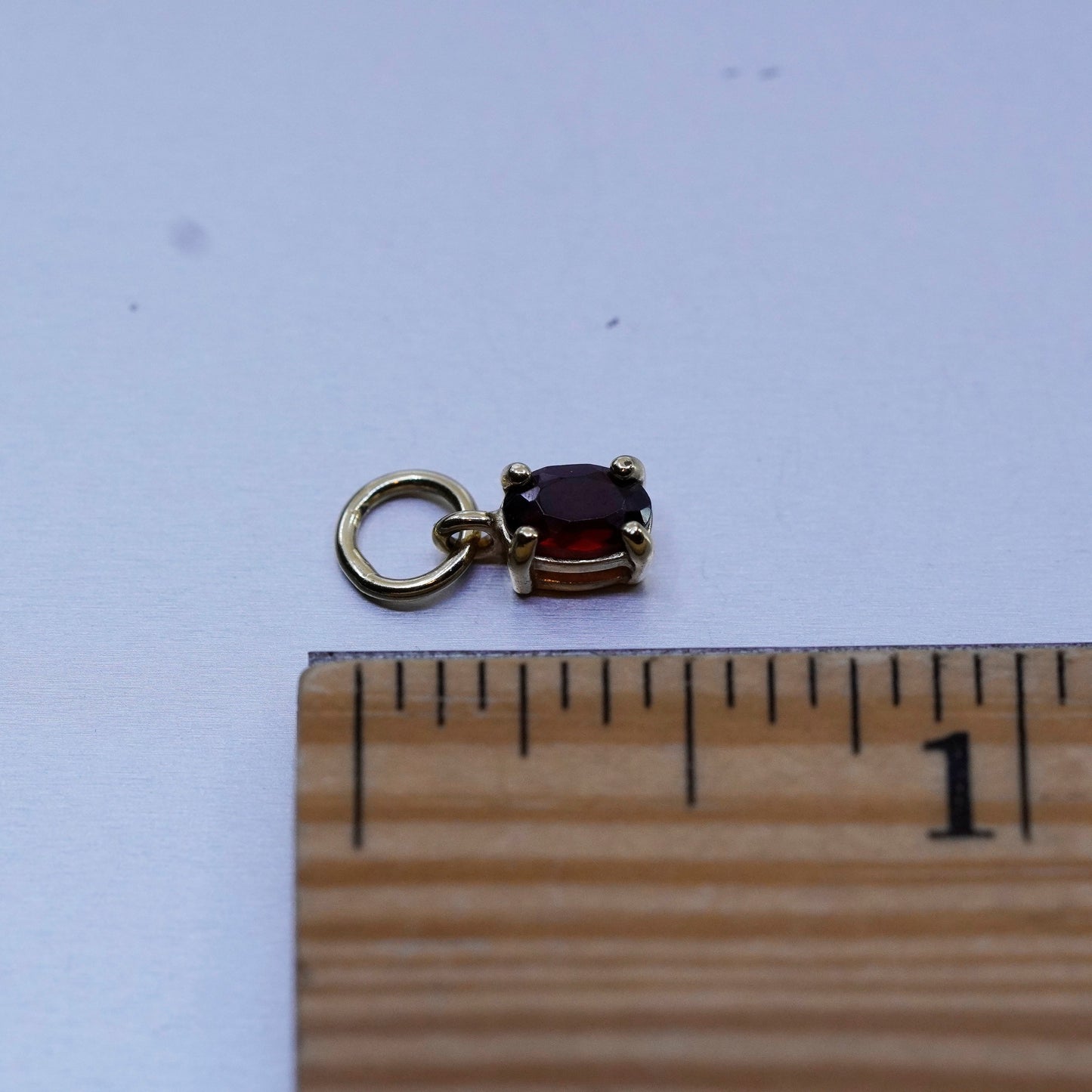 Vintage vermeil gold over sterling 925 silver pendant with oval ruby