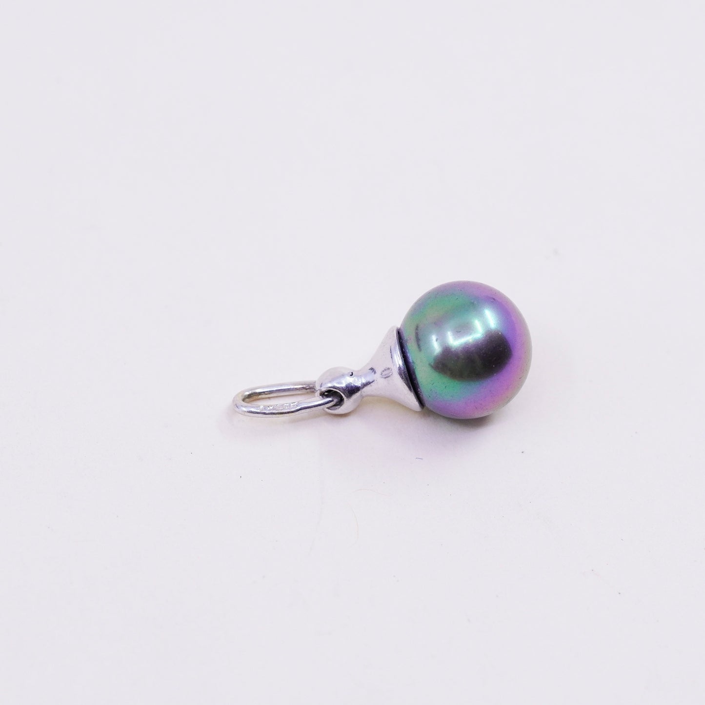 Vintage Sterling 925 silver handmade pendant with Tahiti black pearl