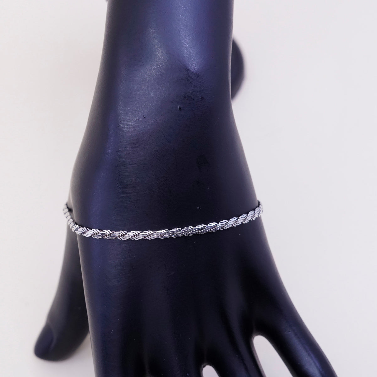 7.25”, 3mm, Vintage sterling silver flatten nugget link bracelet, 925 chain