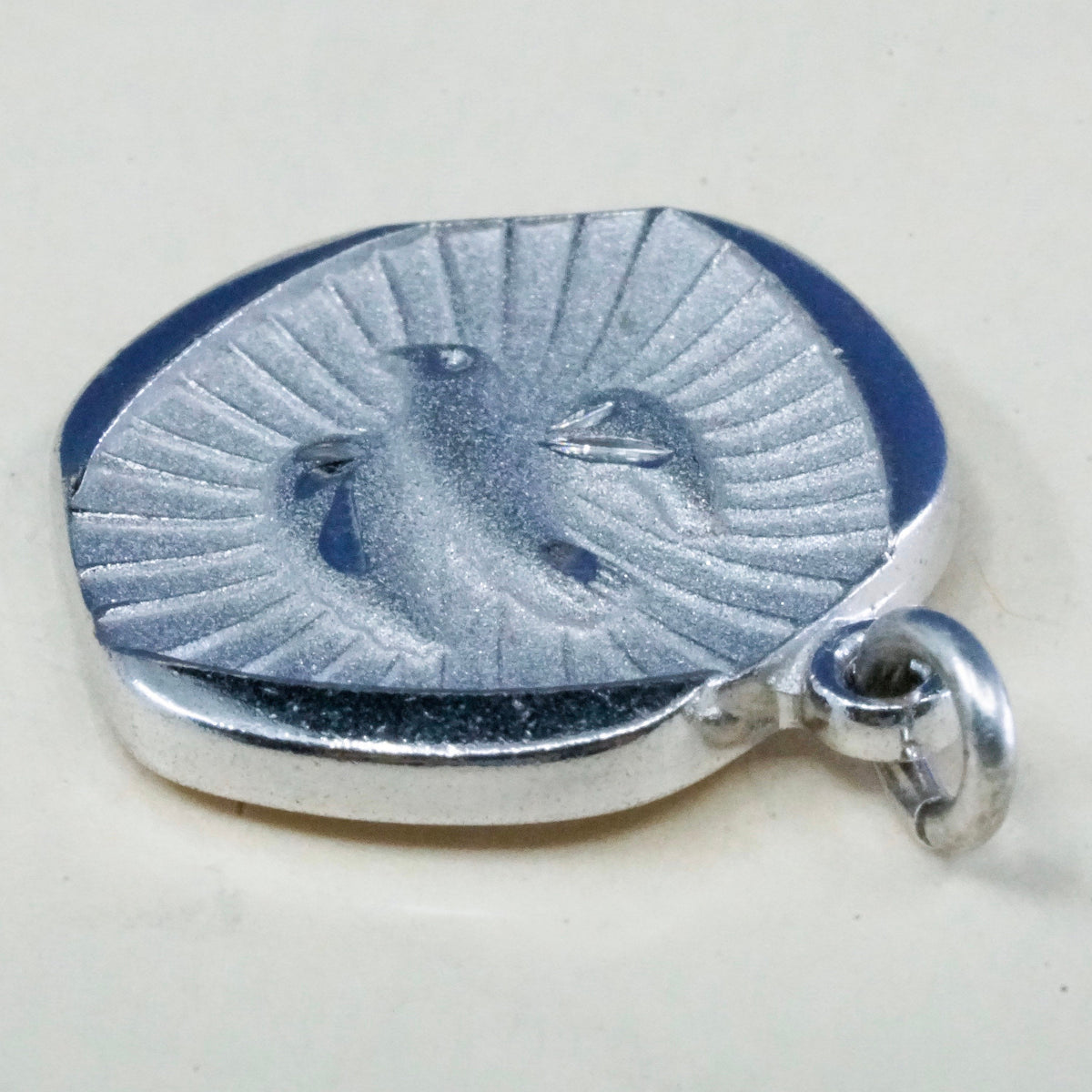 Vintage Theda sterling silver tag charm with peace dove, 925 silver pendant
