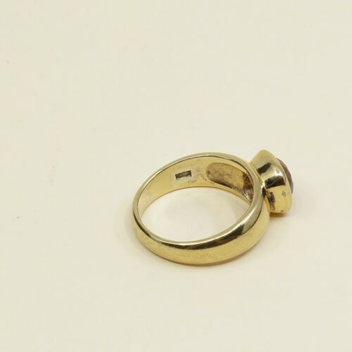 Sz 9, vermeil, gold over Sterling 925 Silver Ring W/ ruby, stamped 925 L
