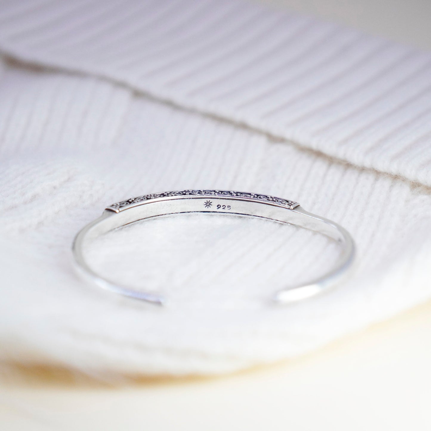 7”, Vintage designer Sterling silver handmade bracelet beaded textured 925 cuff