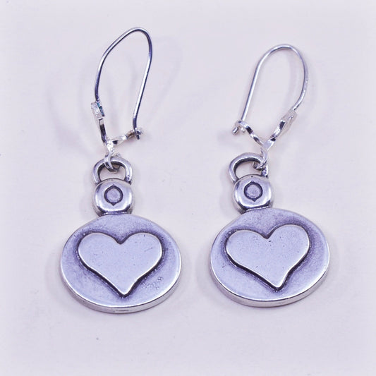 Vintage Sterling silver handmade earrings, 925 heart drops