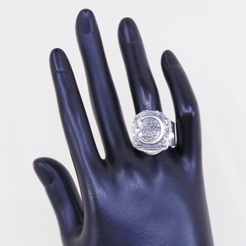 Sz Adjustable, Vtg Magics Sterling 925 Silver handmade Wax Seal Initial “C” Ring