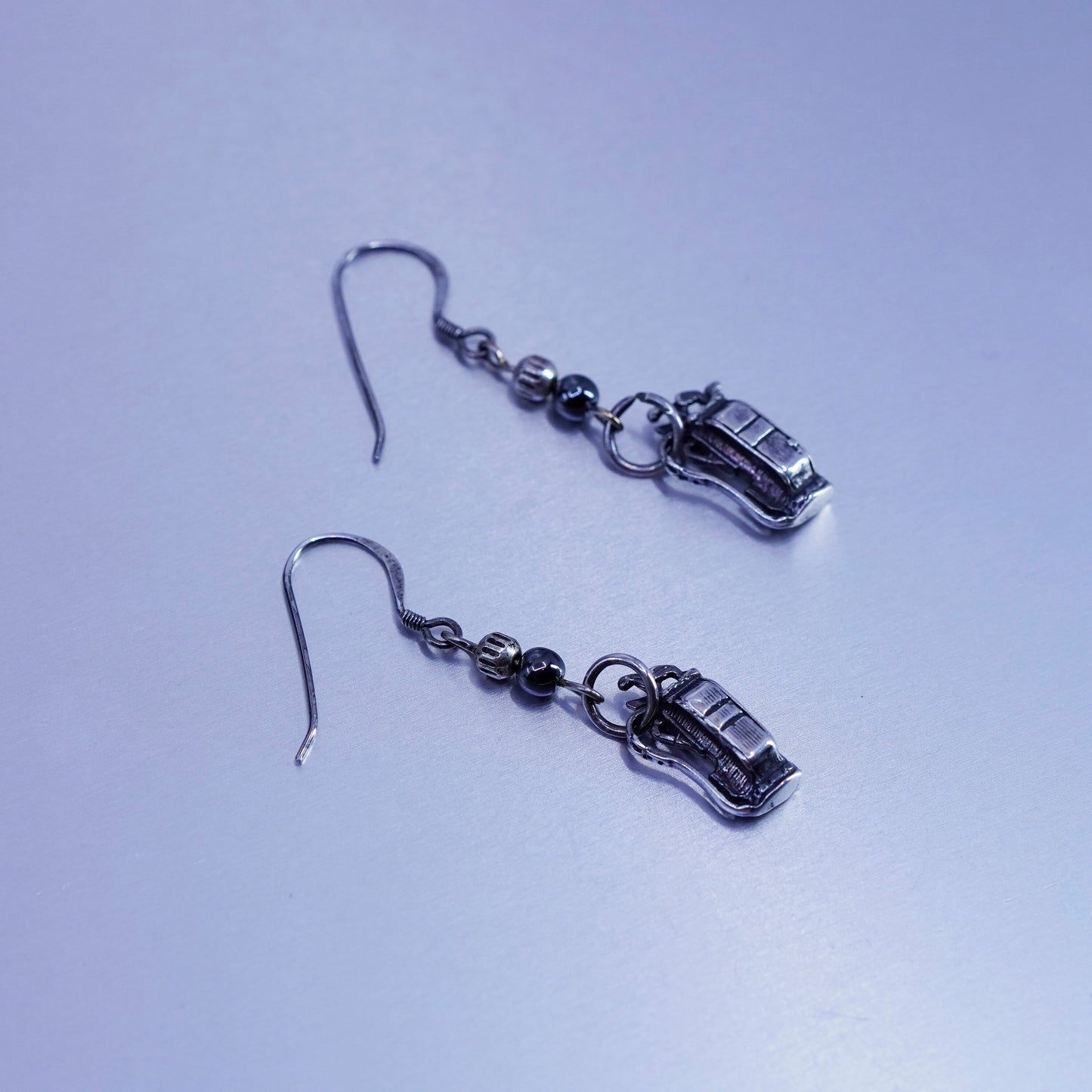 Vintage Sterling 925 silver handmade golf bag cart earrings