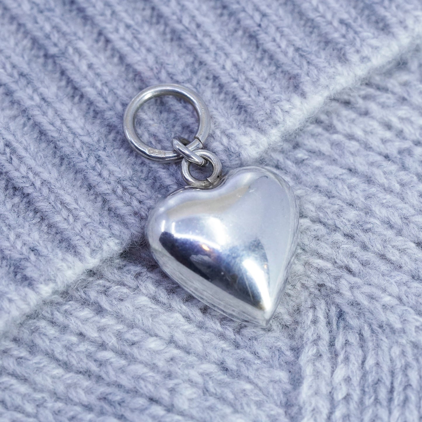 antique sterling 925 silver handmade puffy heart pendant
