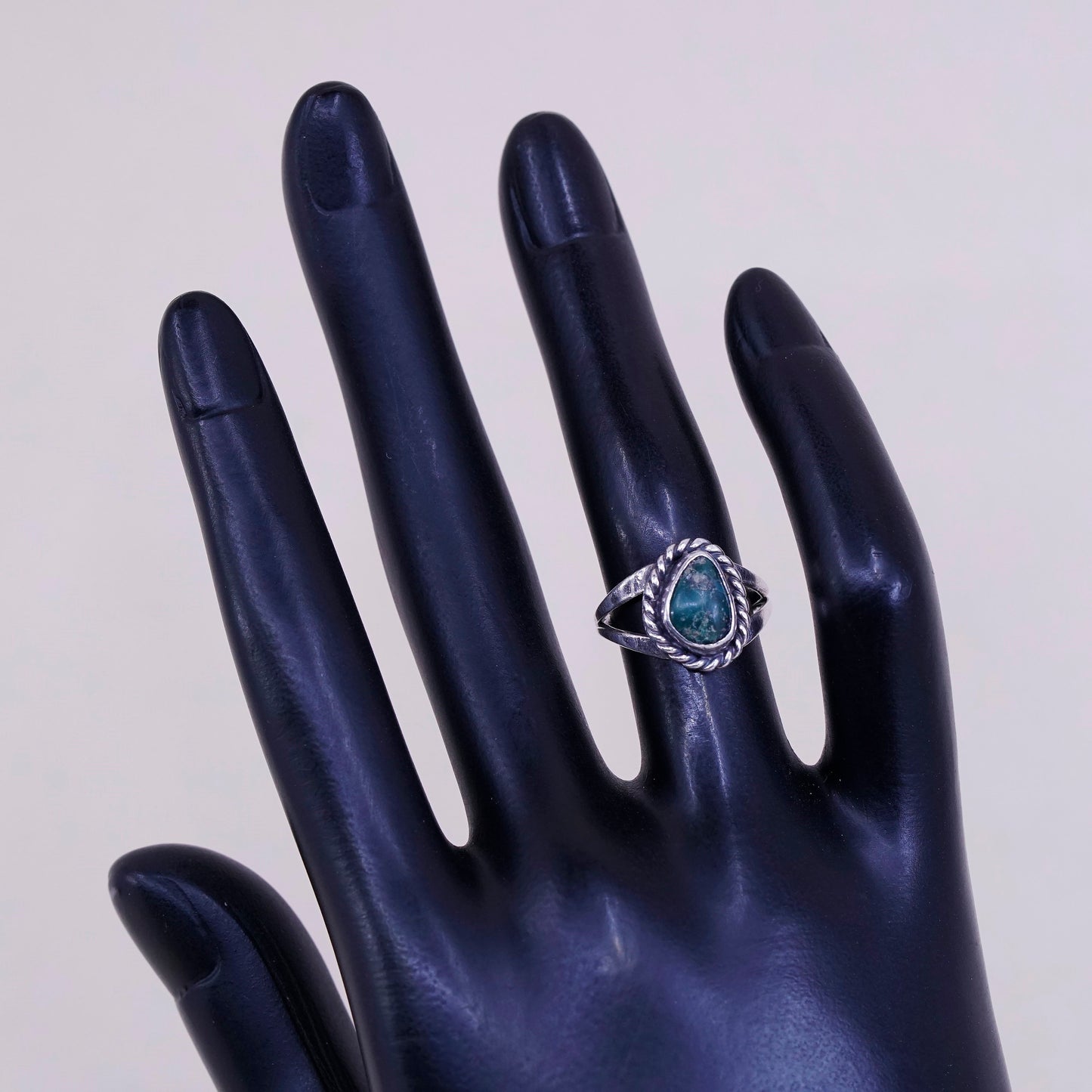 sz 4.5, Native American sterling silver ring, handmade 925 ring with turquoise
