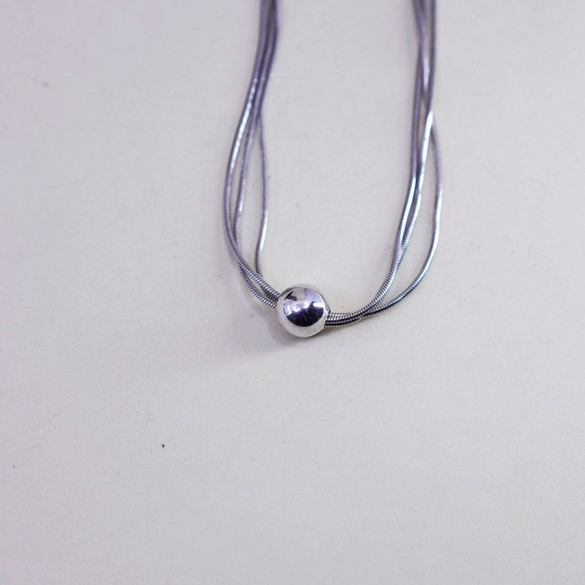 16”, Italy Sterling 925 Silver multi snake Chain Necklace with bead pendant