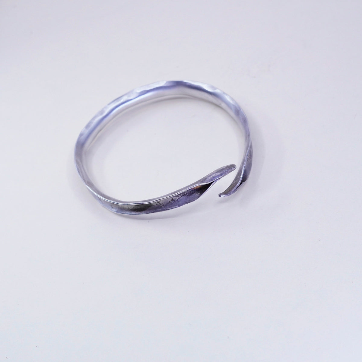 7”, sterling silver contemporary handmade bracelet, matted 925 wrap leafy cuff