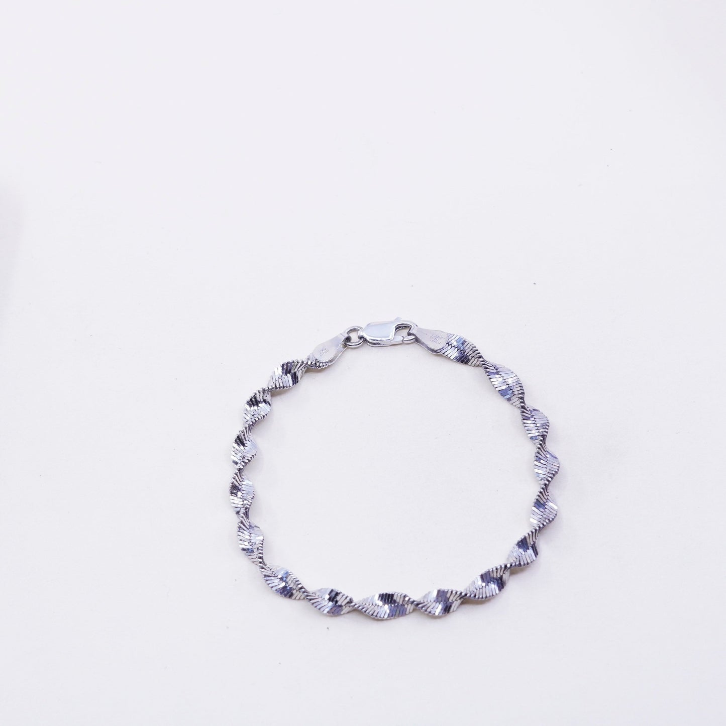 6.75”, 5mm, Vintage sterling silver bracelet, twisted curb link bracelet