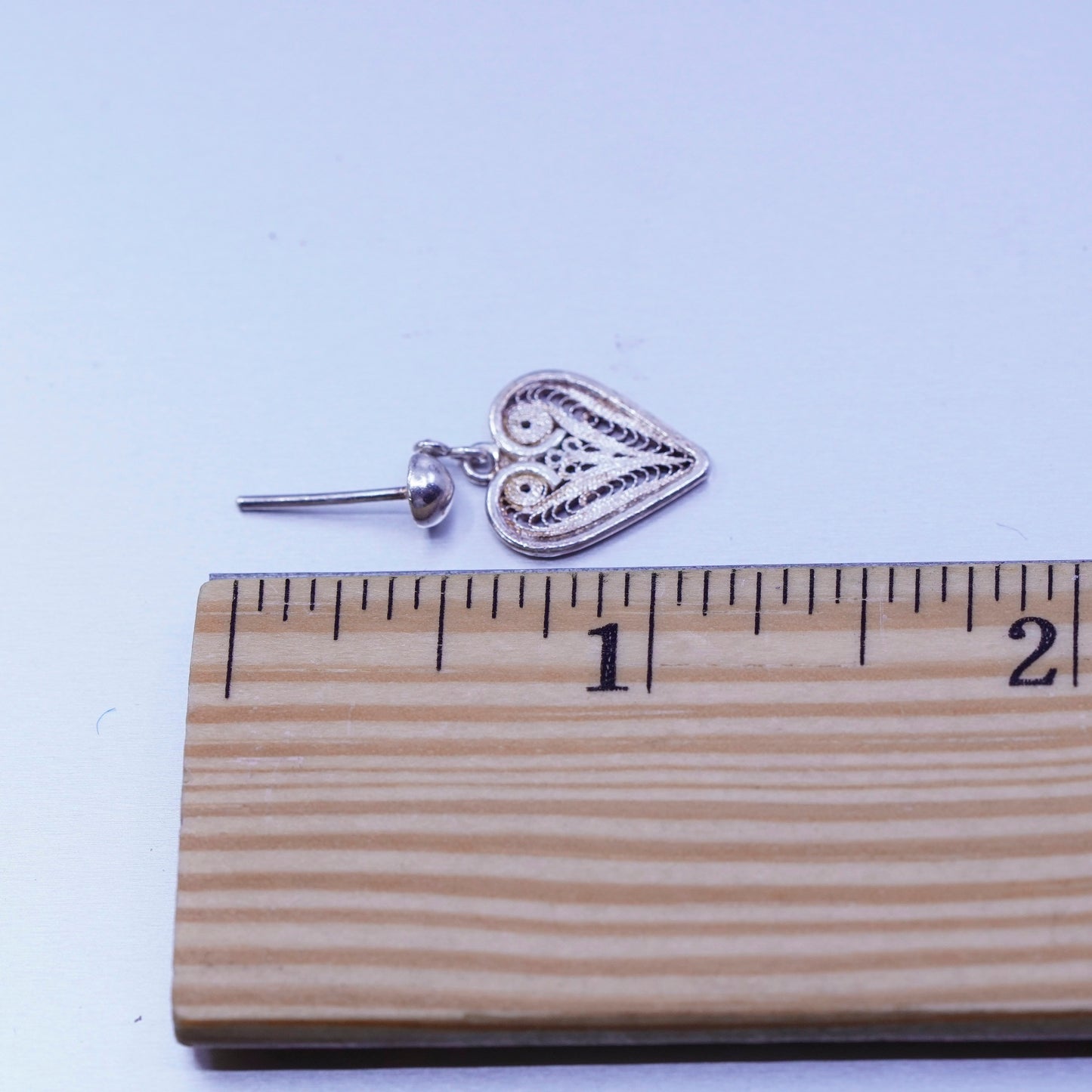 Vintage Sterling 925 silver handmade filigree heart earrings