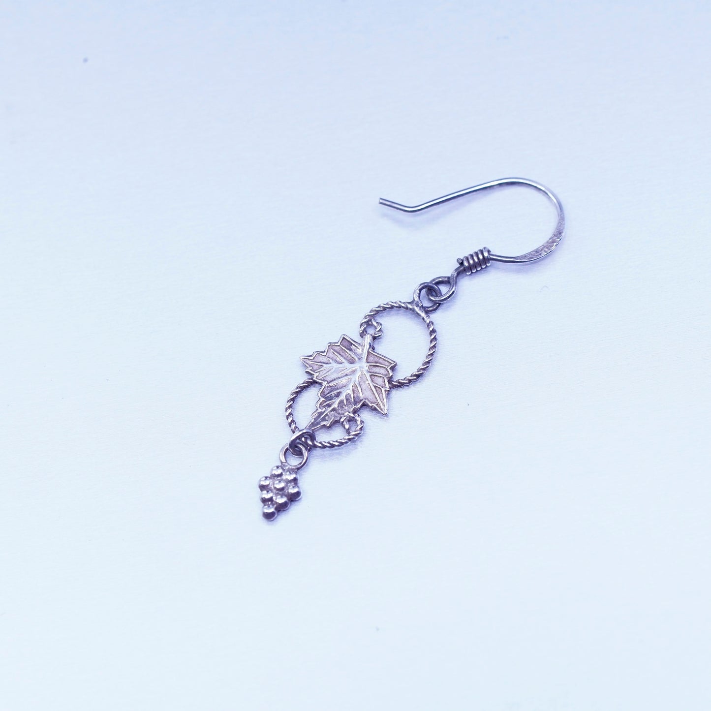 Vintage Sterling 925 silver handmade grapes leaf earrings