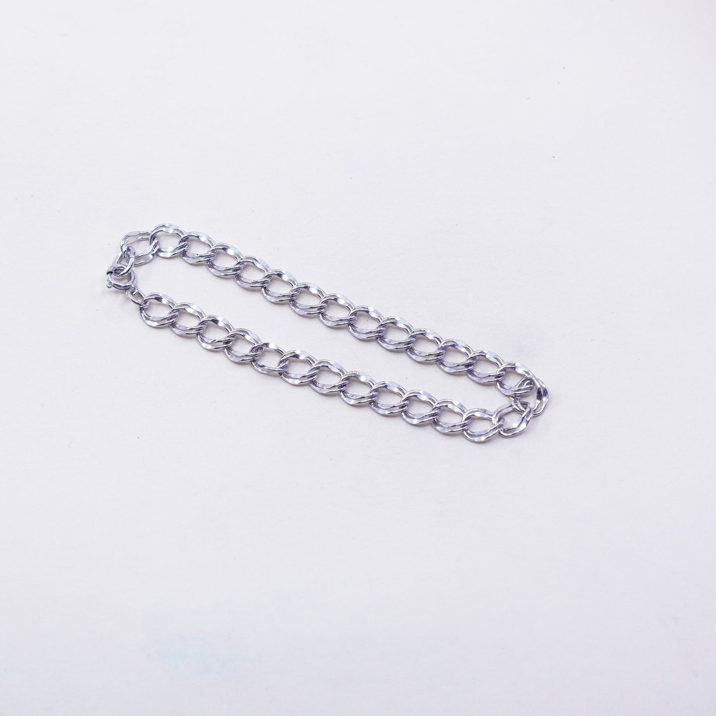 7”, 7mm, Vintage prochain sterling silver bracelet, 925 double curb chain