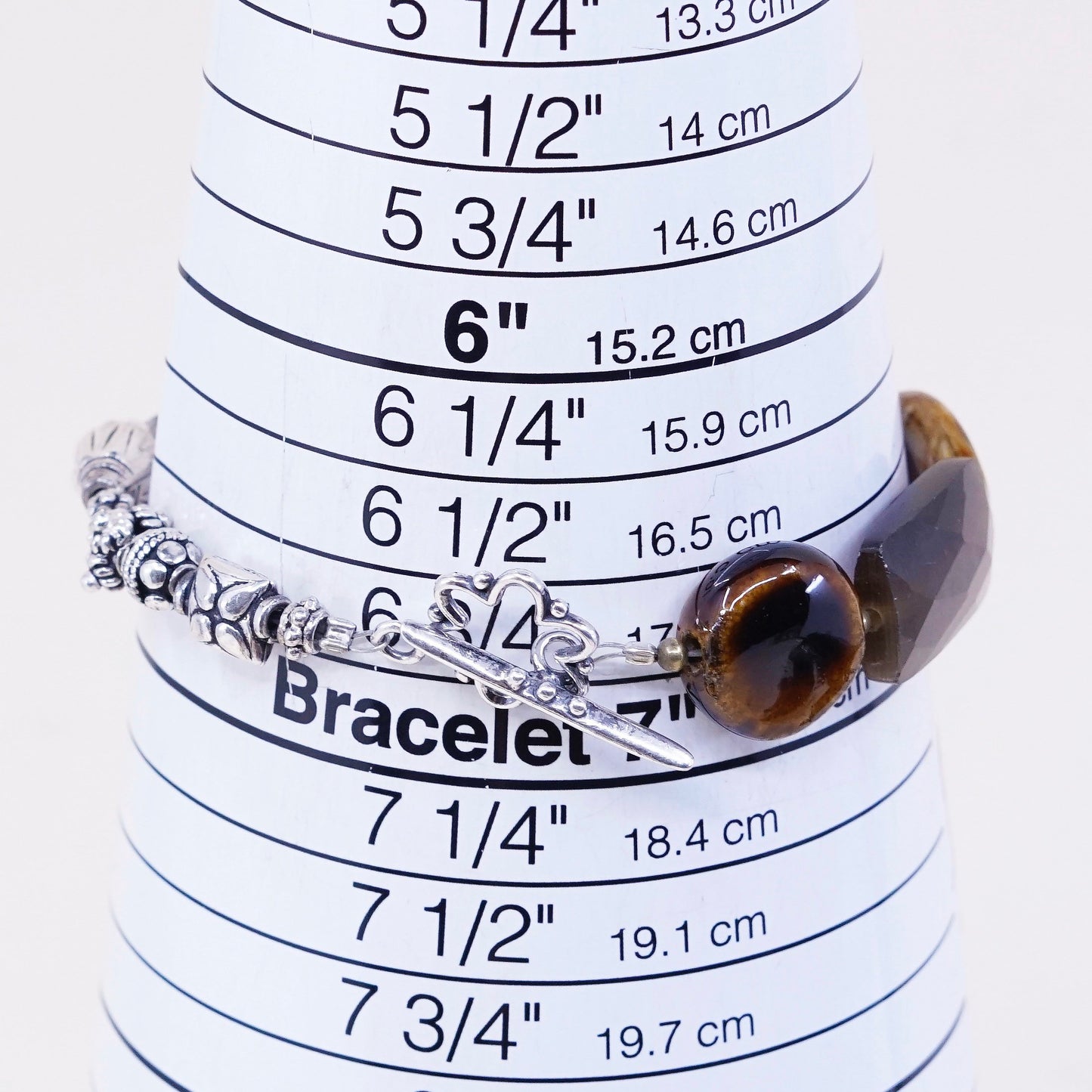 6.75”, 925 Sterling silver bar N beads bracelet with colorful artisan glass