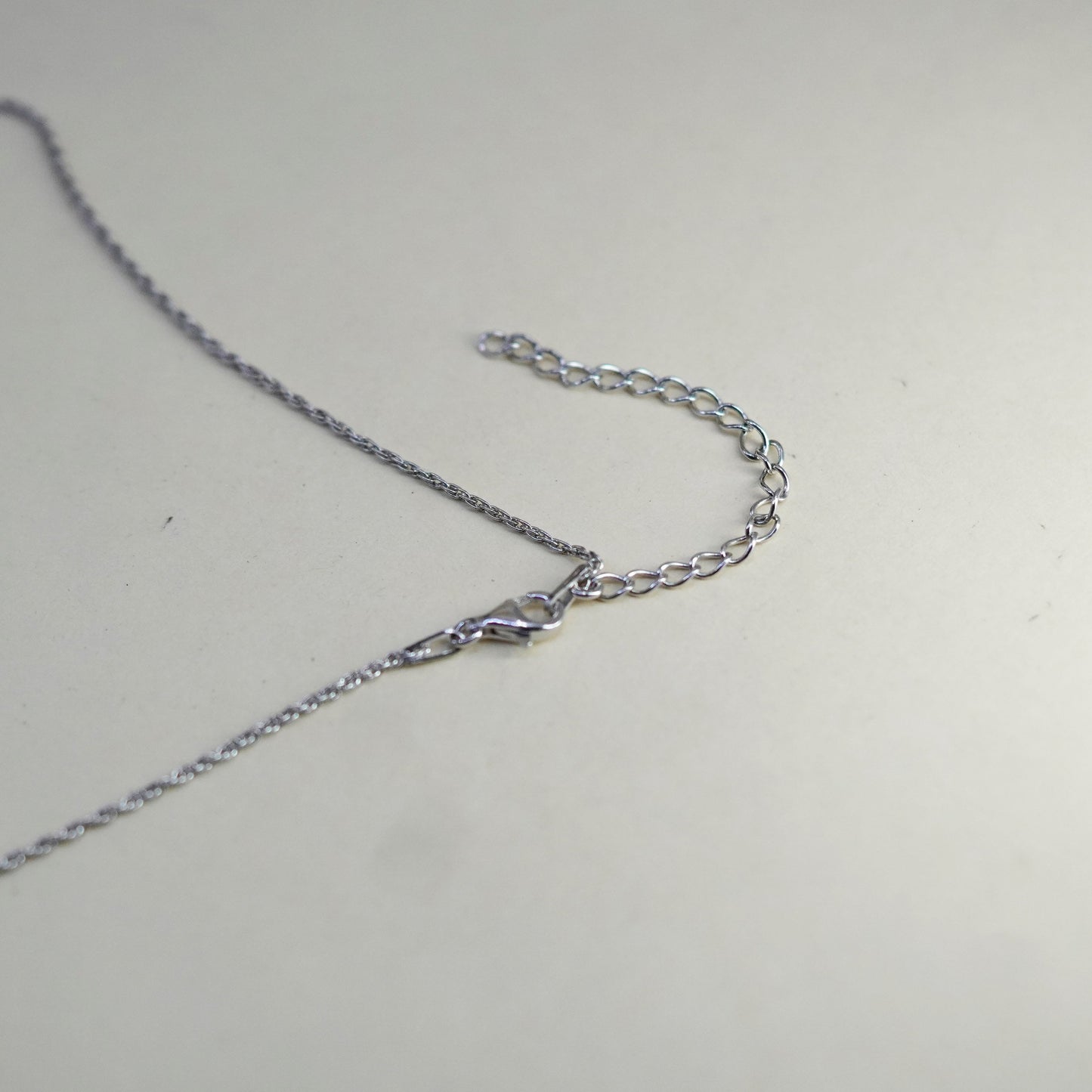16+2” 1mm, vintage Italy sterling silver necklace, 925 Singapore rope chain