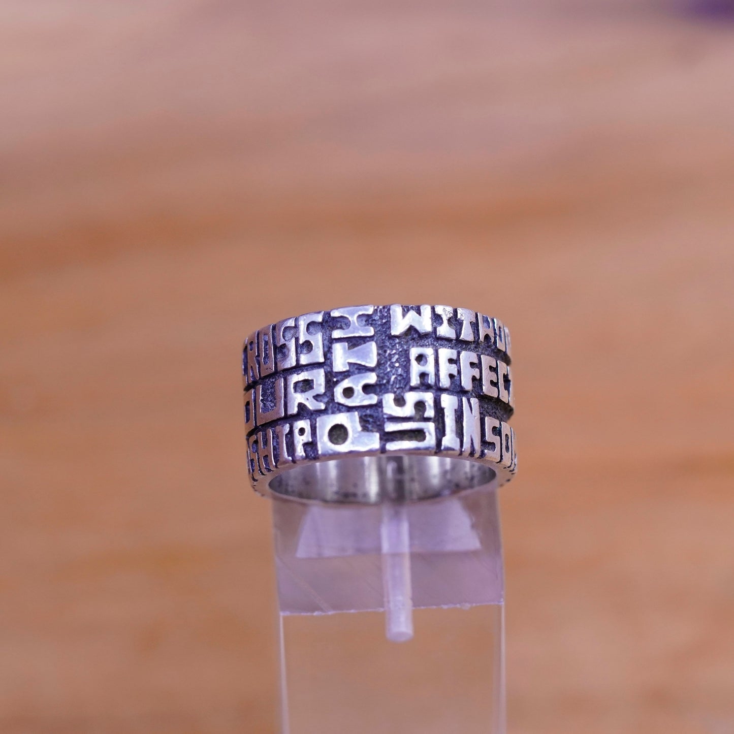 Size 6.75, FAK southwestern Sterling silver ring, 925 band No love, friendship