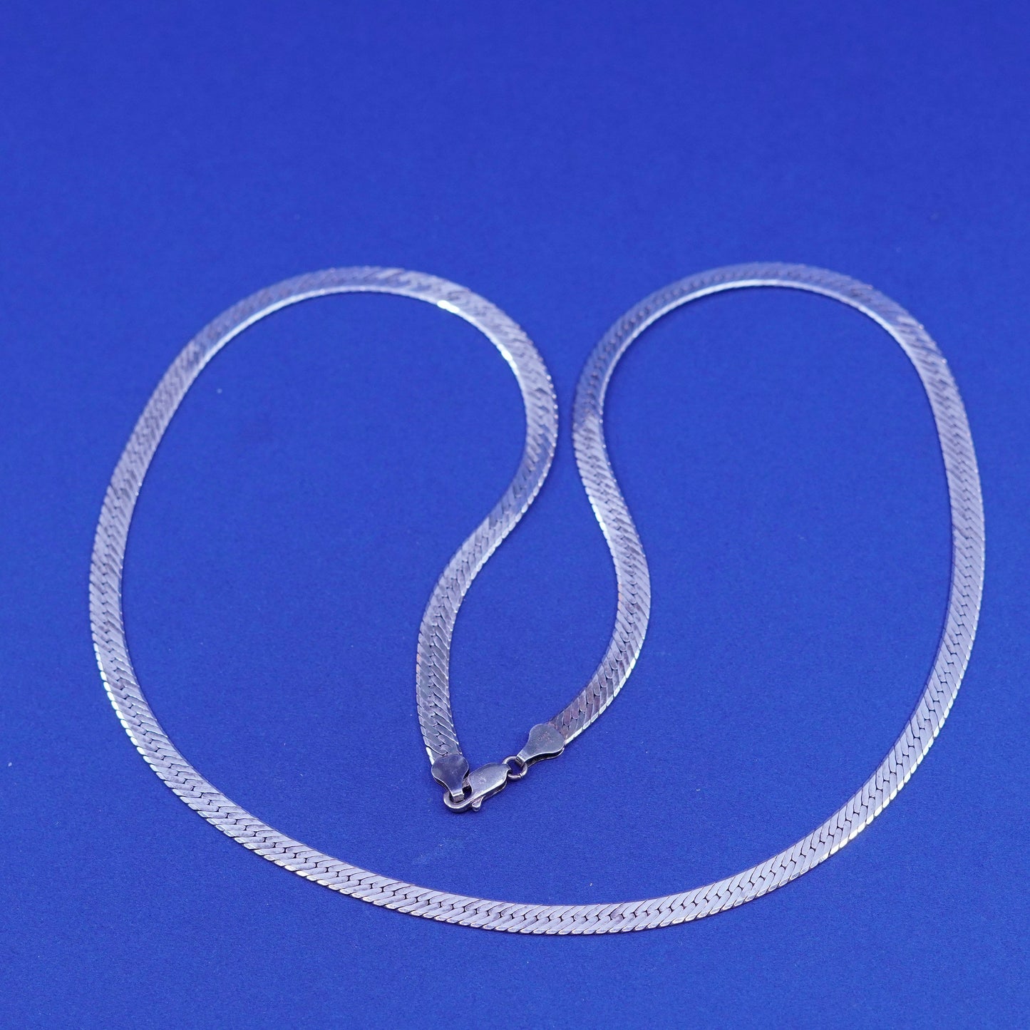 24”, 6mm, vintage Sterling silver handmade necklace, 925 herringbone chain