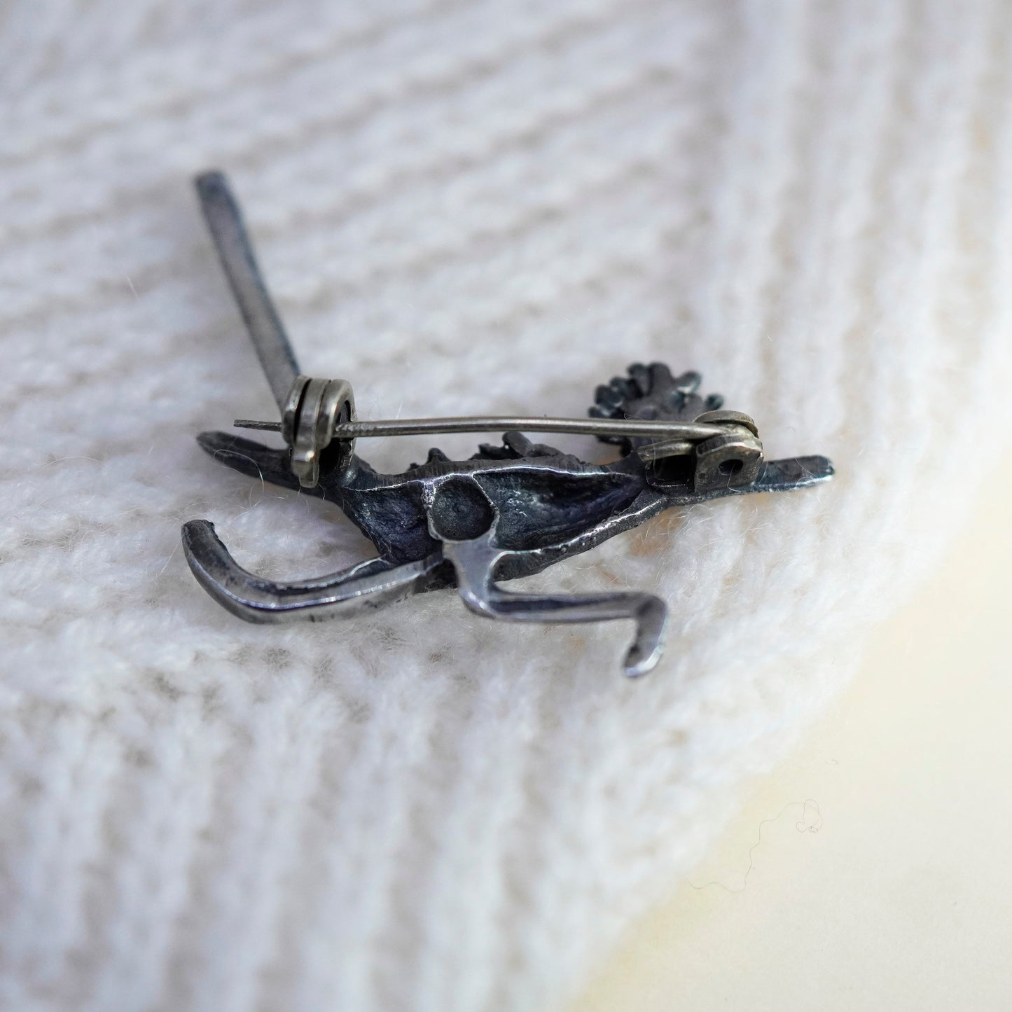 vtg Navajo sterling silver handmade brooch, 925 roadrunner bird pin turquoise