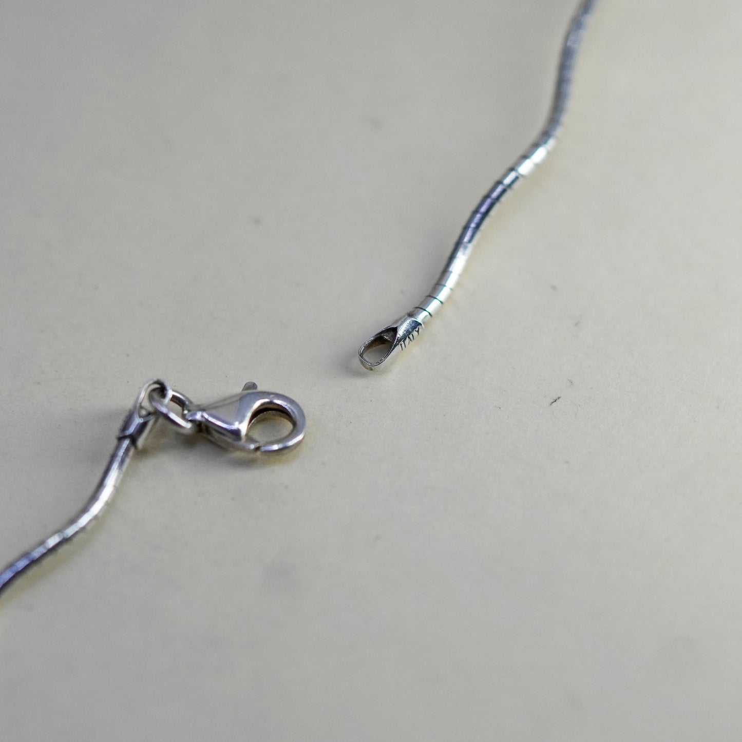 16”, Vintage sterling silver square twisted snake chain, Italy 925 necklace