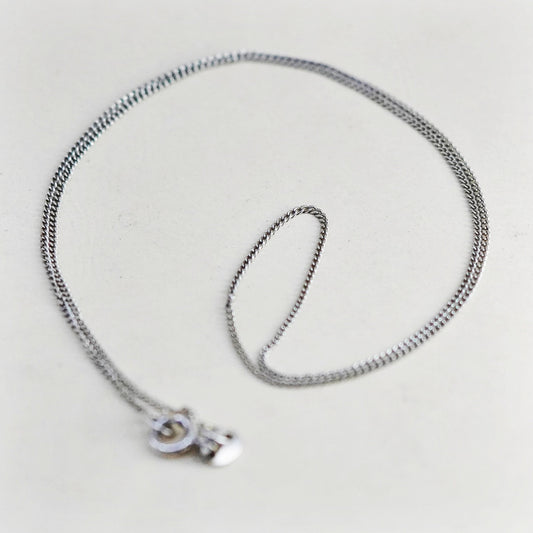 16” 1mm, vintage sterling silver necklace, 925 curb chain