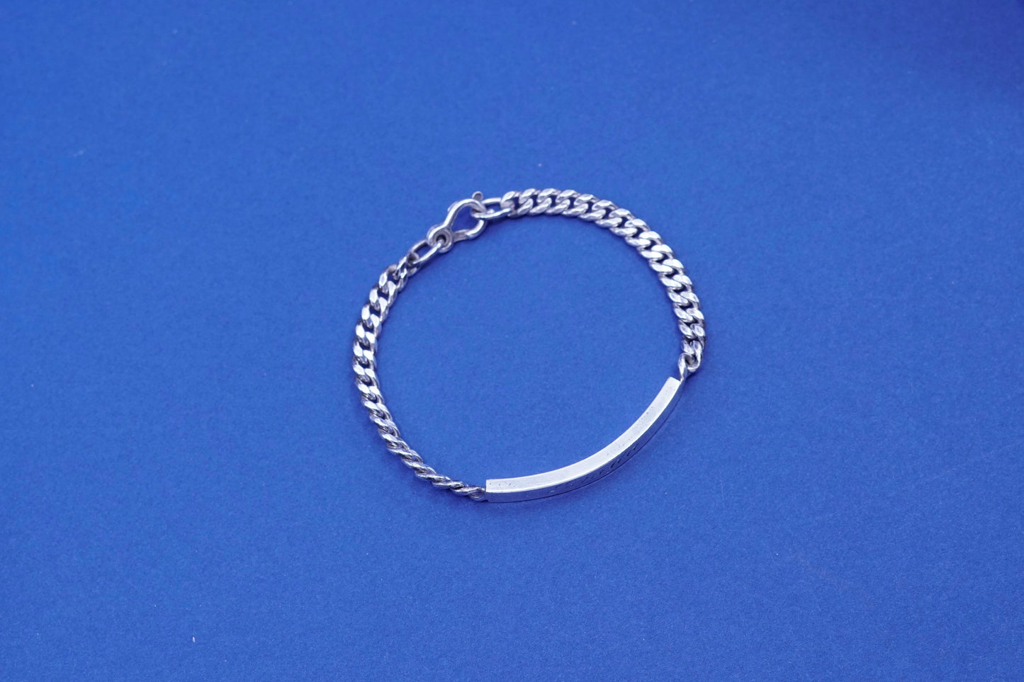 6.25”, vintage EA Sterling silver bracelet, curb chain with name Linda bar