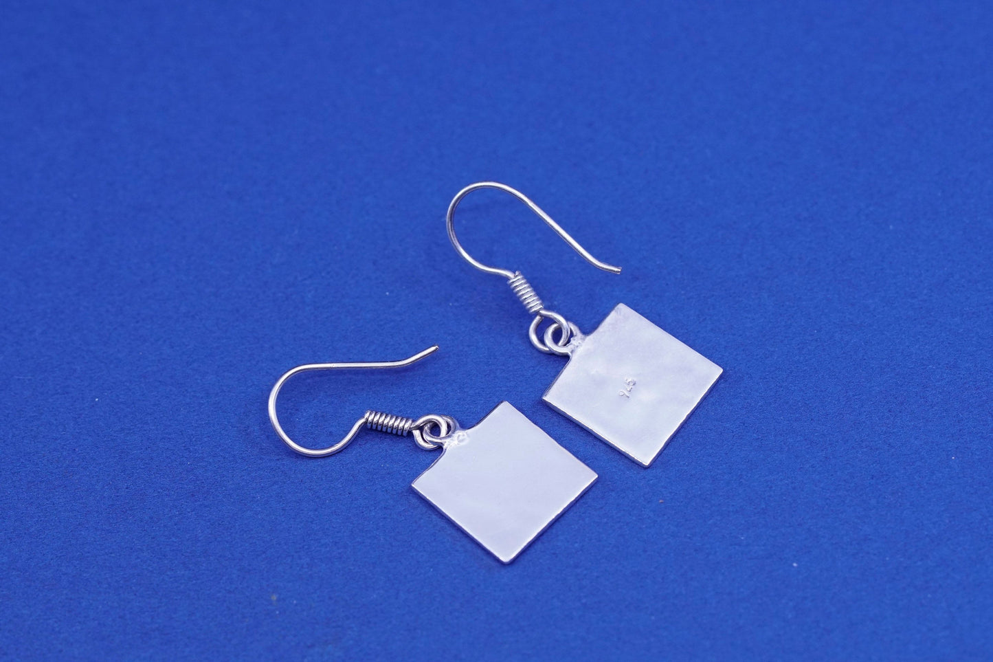 Vintage Sterling Silver handmade Earrings. 925 hammered tag dangles