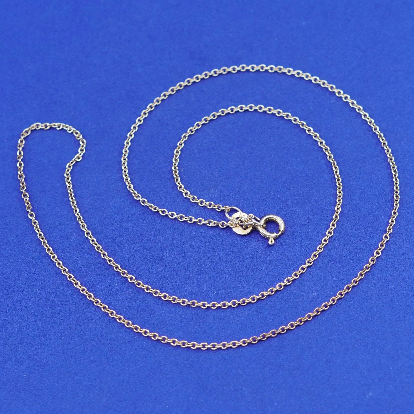 18”, 1mm, vintage Sterling silver necklace, vermeil gold over 925 circle chain