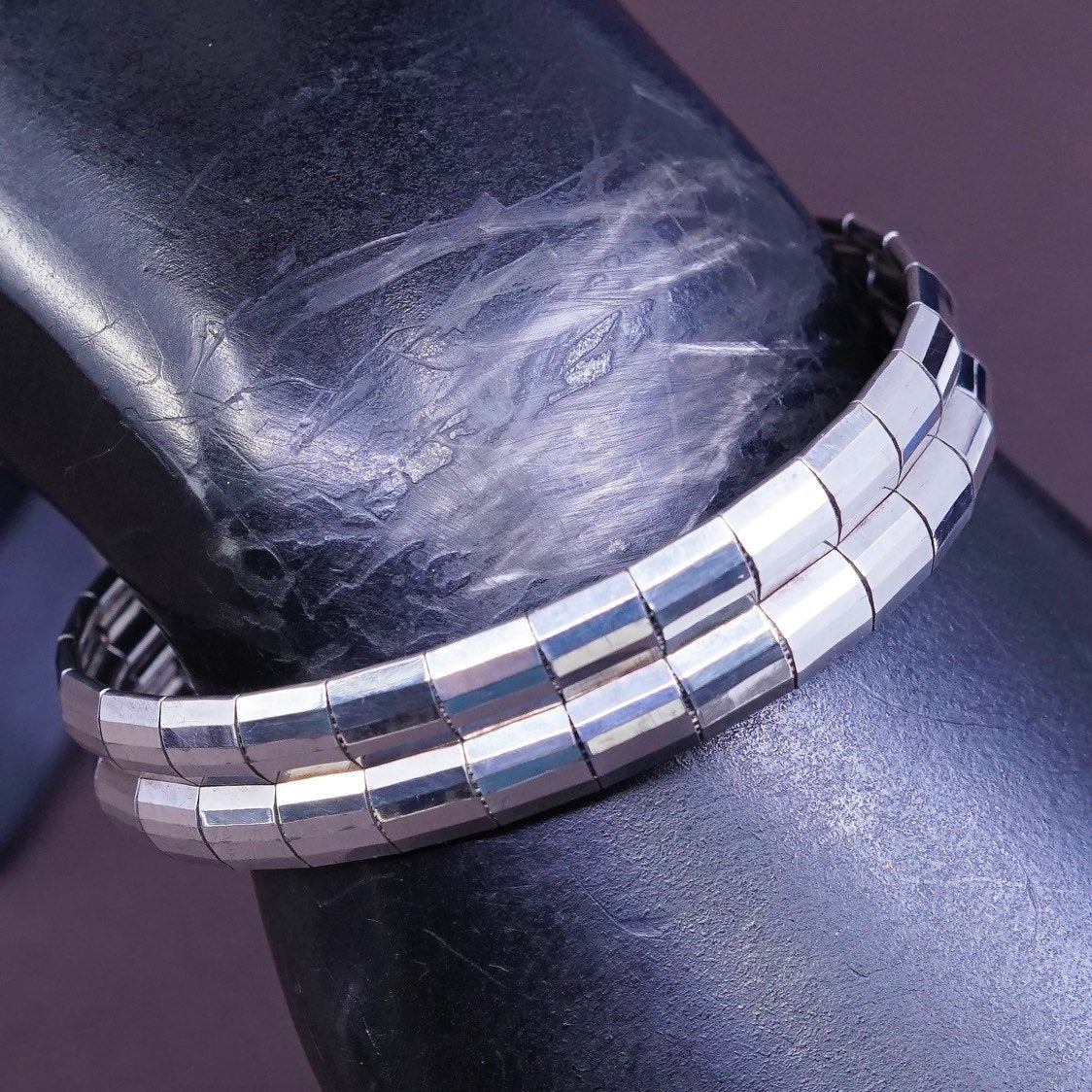 7.5", 12mm, vtg italy milor Sterling silver bracelet, 925 omega chain