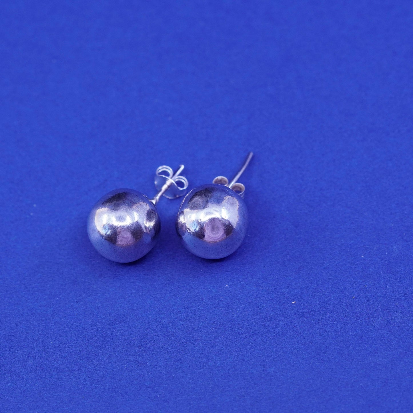 10mm Vintage Sterling 925 silver handmade earrings, lightweight 925 studs