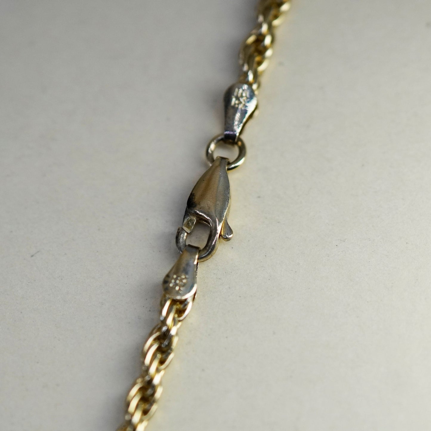 20”, vermeil gold over Sterling silver necklace bold 925 diamond cut rope chain