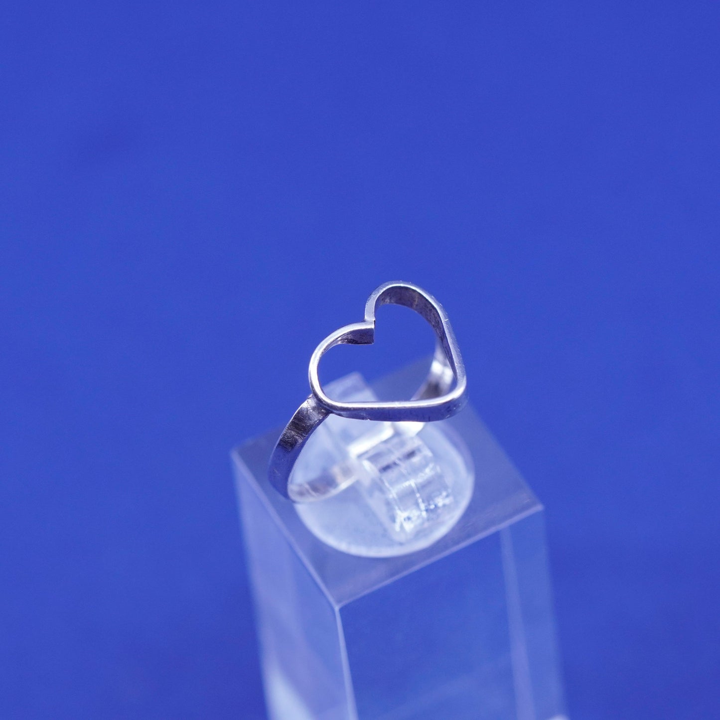 Size 8.25, vintage sterling silver handmade ring, 925 heart band