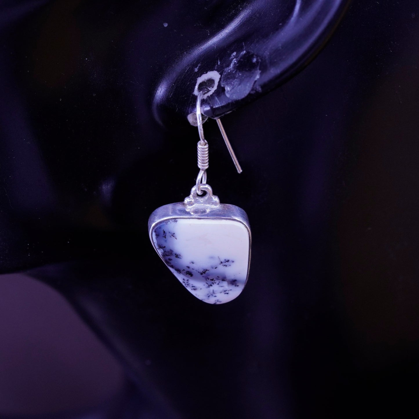 Vintage Sterling 925 silver handmade earrings with howlite