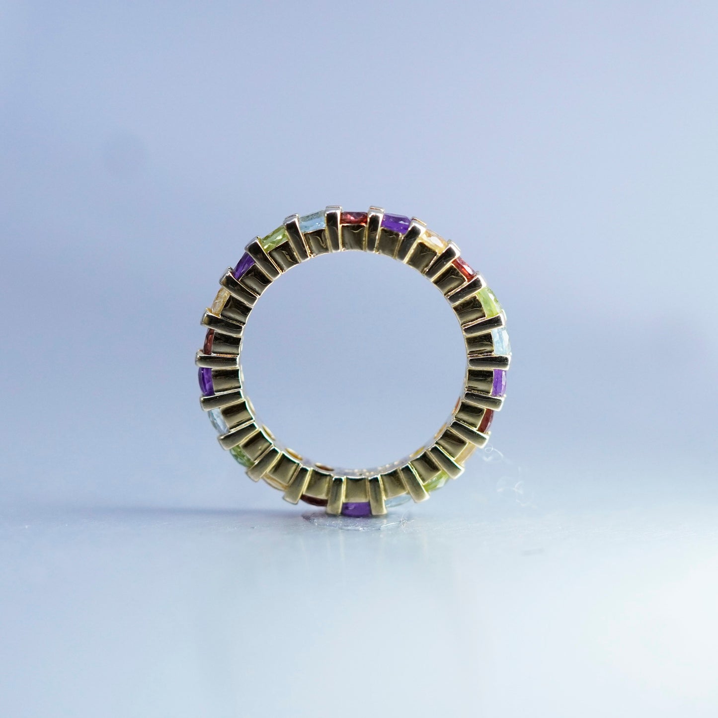 Size 7, vermeil gold over Sterling 925 silver wedding ring citrine peridot band