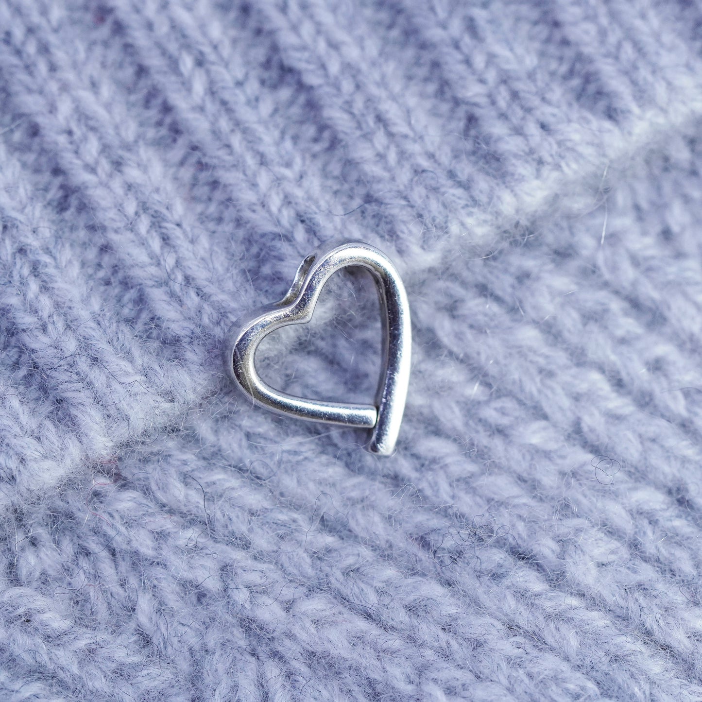Vintage sterling 925 silver heart pendant with diamond