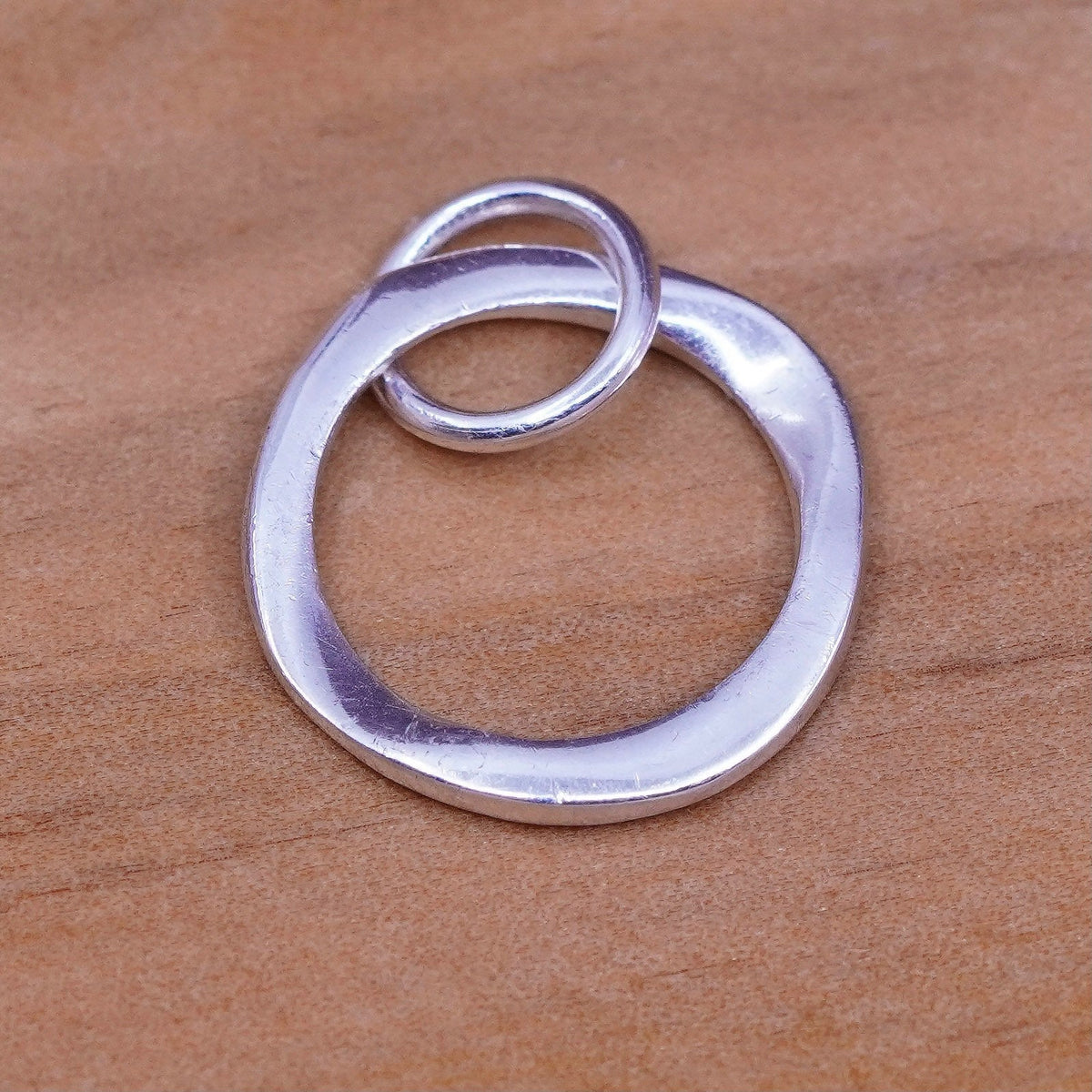 Vintage Sterling silver handmade pendant, 925 circle charm