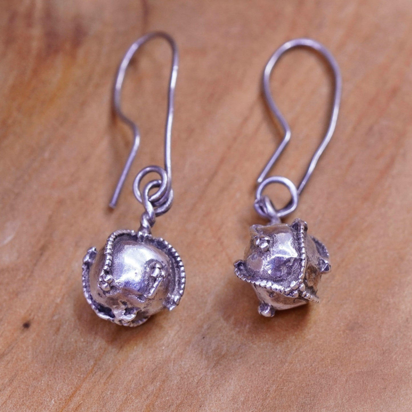 Vintage Sterling silver Handmade earrings, 925 bead dangles