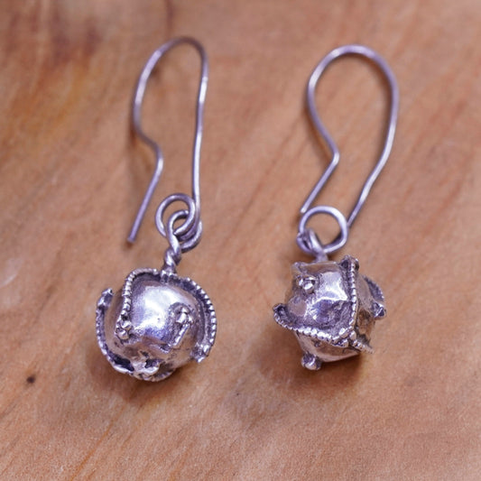 Vintage Sterling silver Handmade earrings, 925 bead dangles