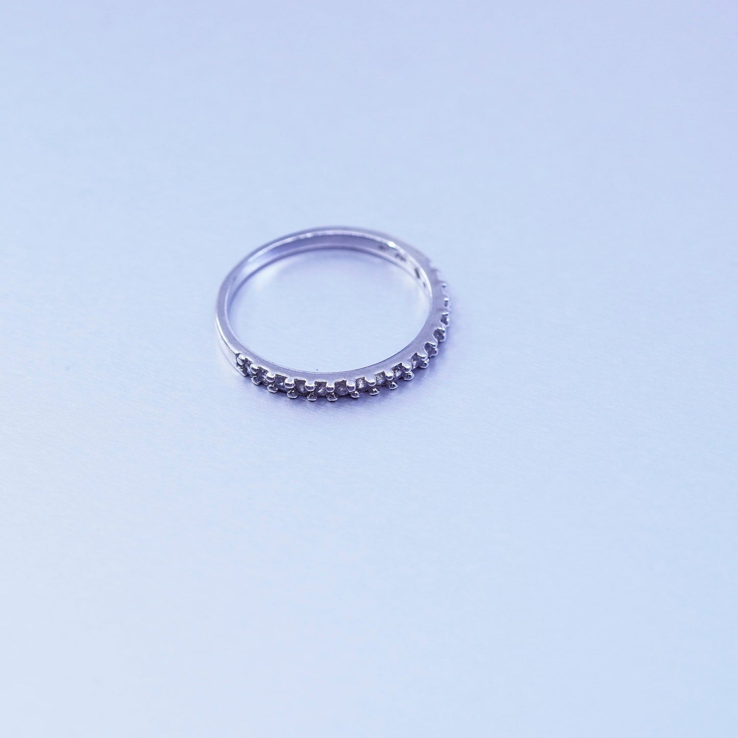 Size 7.25, vintage southwestern Sterling 925 silver wedding ring, Cz band